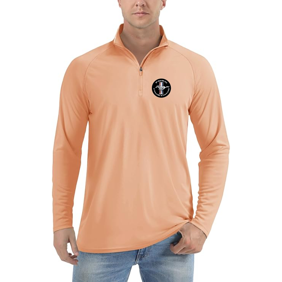 Men’s Ford Mustang Motorsport Supercars - Lightweight Quarter-Zip Athletic Shirt – Long Sleeve Polyester Wear