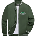 Men’s Land Rover Car Lightweight Zip-Up Bomber Jacket with Ribbed Collar and Cuffs - Versatile Casual Outerwear