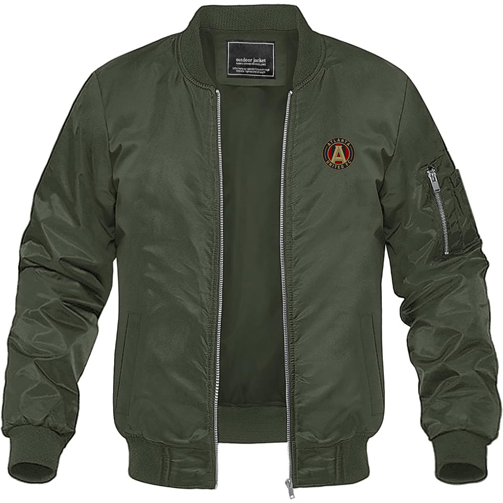 Men's Atlanta United FC Lightweight Bomber Jacket Windbreaker Softshell Varsity Jacket Coat