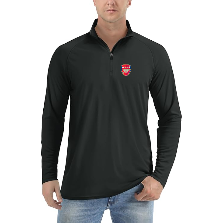 Men’s Arsenal Soccer  - Lightweight Quarter-Zip Athletic Shirt – Long Sleeve Performance Wear