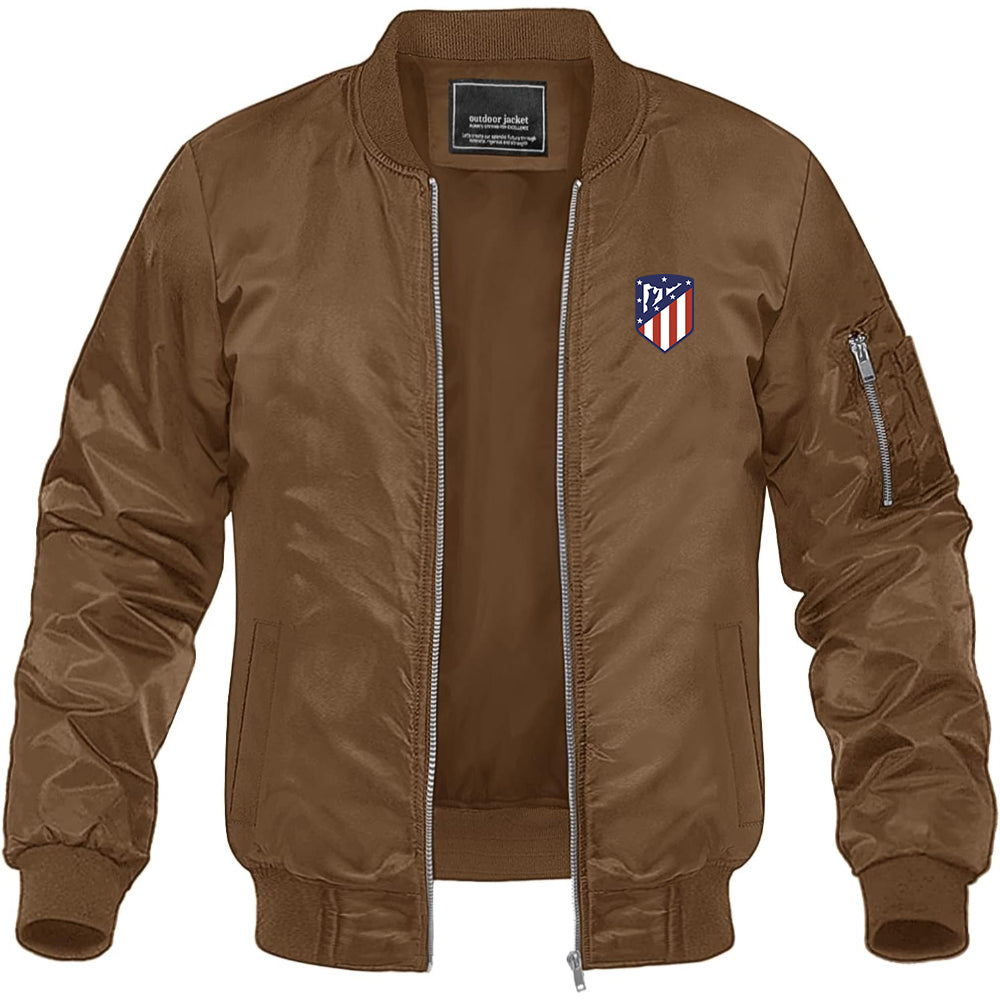 Men's Atletico Madrid FC Lightweight Bomber Jacket Windbreaker Softshell Varsity Jacket Coat
