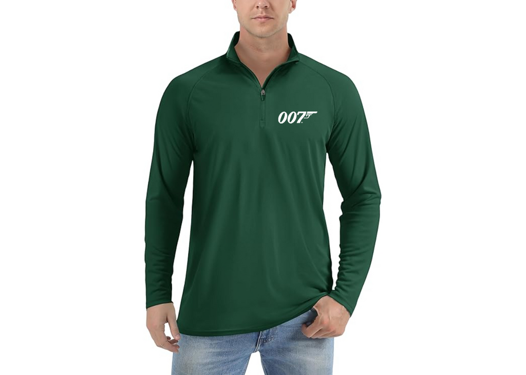 007 James Bond Movie - Lightweight Quarter-Zip Athletic Shirt – Long Sleeve Polyester Wear
