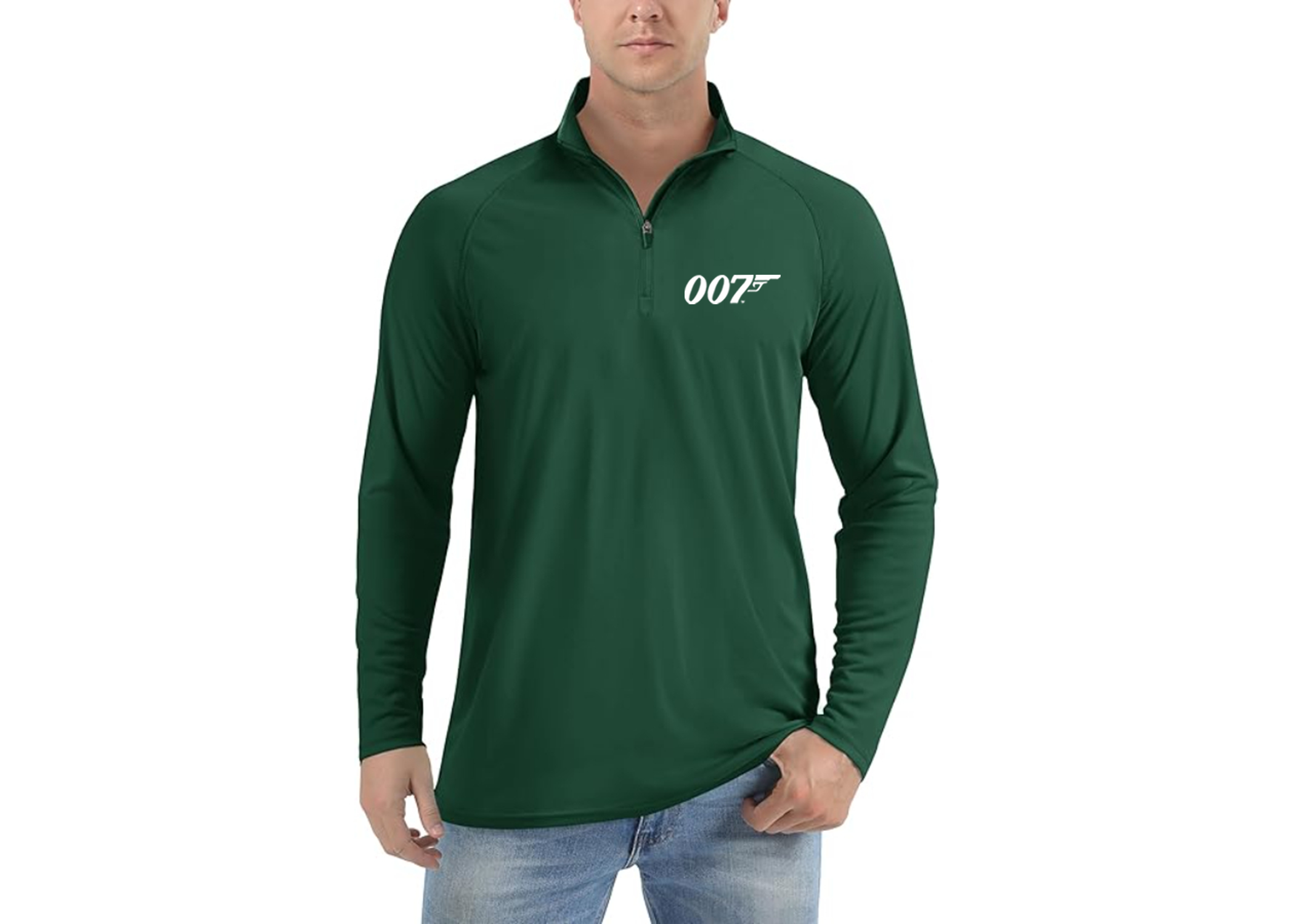 007 James Bond Movie - Lightweight Quarter-Zip Athletic Shirt – Long Sleeve Polyester Wear