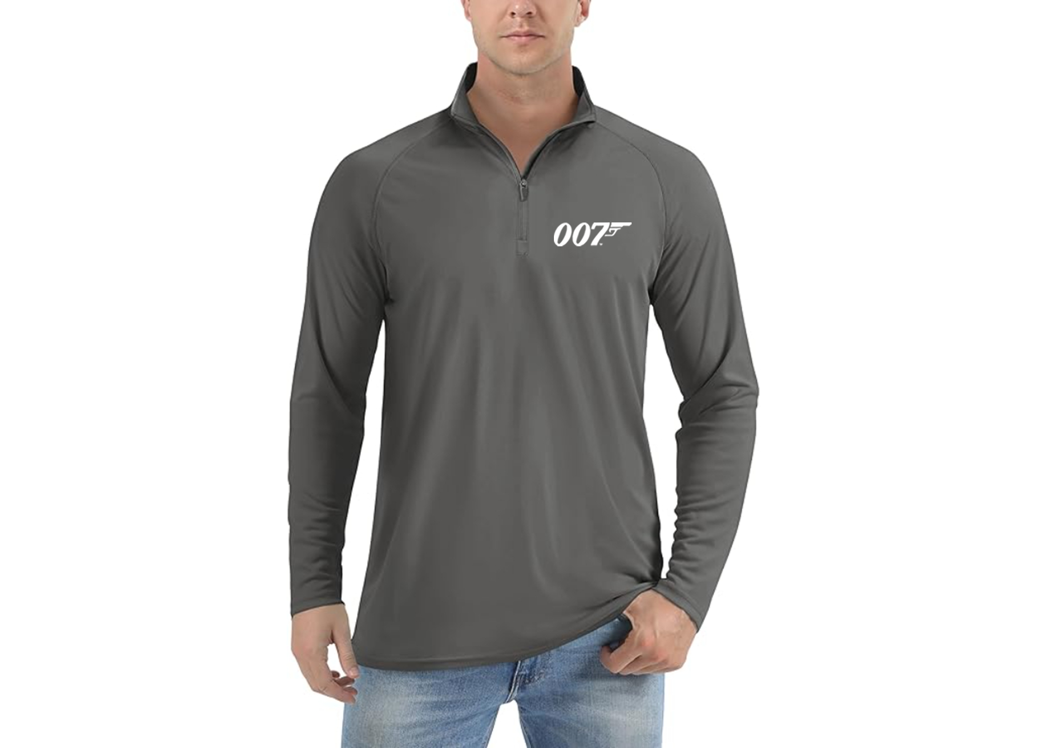 007 James Bond Movie - Lightweight Quarter-Zip Athletic Shirt – Long Sleeve Polyester Wear