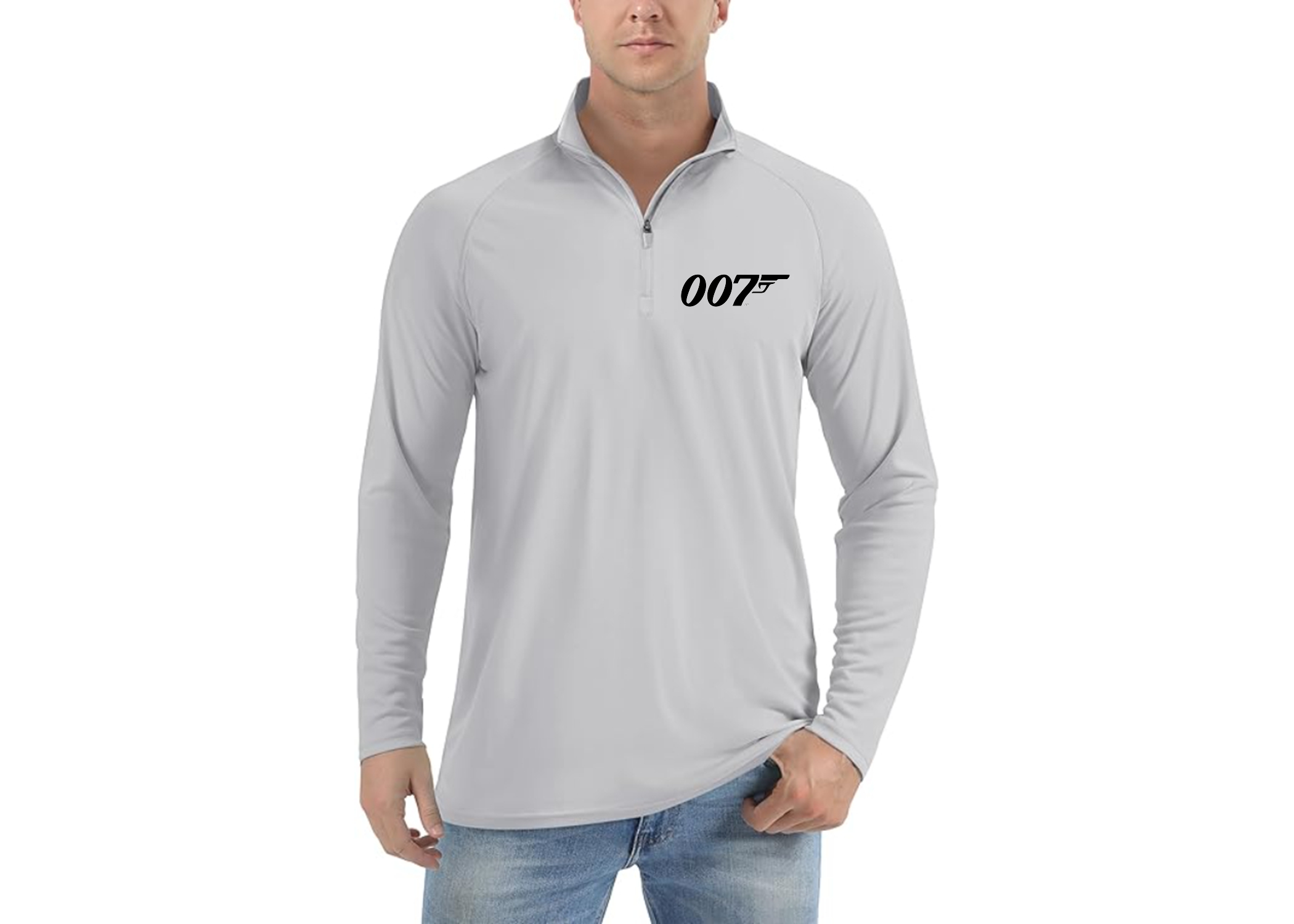 007 James Bond Movie - Lightweight Quarter-Zip Athletic Shirt – Long Sleeve Polyester Wear
