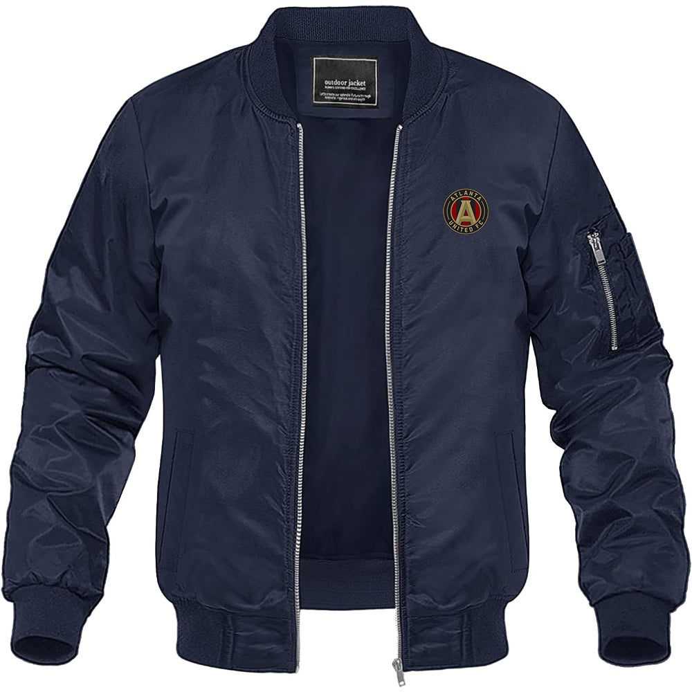 Men's Atlanta United FC Lightweight Bomber Jacket Windbreaker Softshell Varsity Jacket Coat