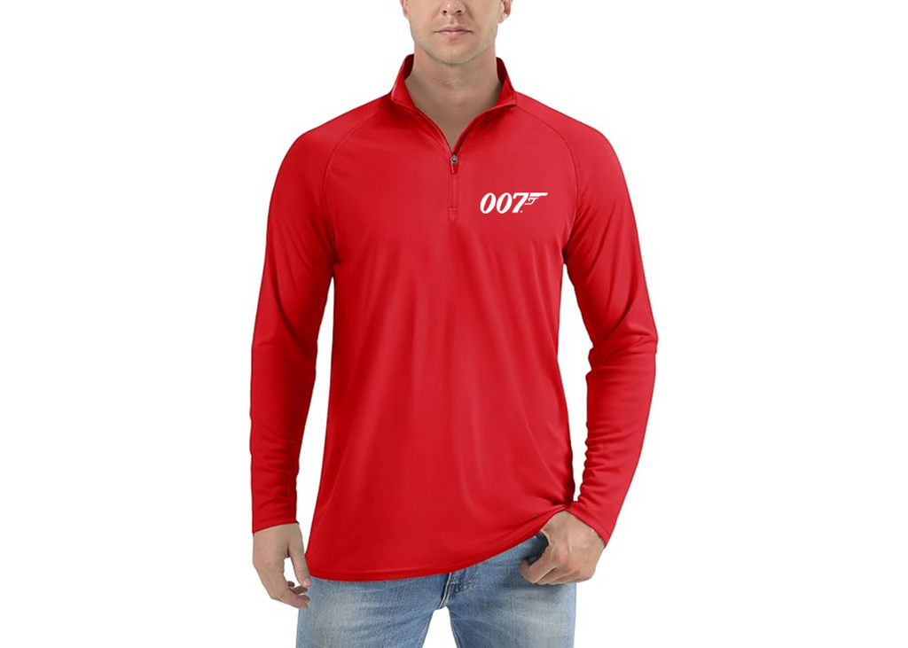 007 James Bond Movie - Lightweight Quarter-Zip Athletic Shirt – Long Sleeve Polyester Wear