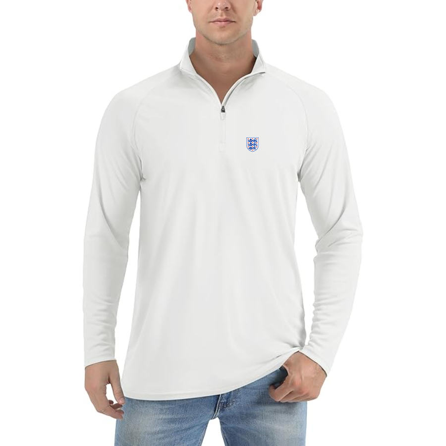 Men’s  England National Football Team - Lightweight Quarter-Zip Athletic Shirt – Long Sleeve Performance Wear