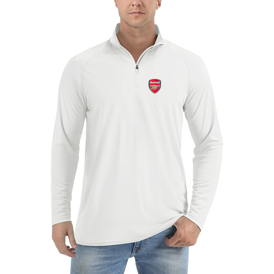 Men’s Arsenal Soccer  - Lightweight Quarter-Zip Athletic Shirt – Long Sleeve Performance Wear