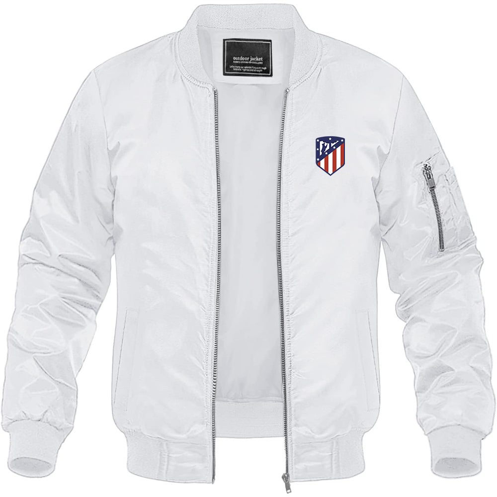 Men's Atletico Madrid FC Lightweight Bomber Jacket Windbreaker Softshell Varsity Jacket Coat