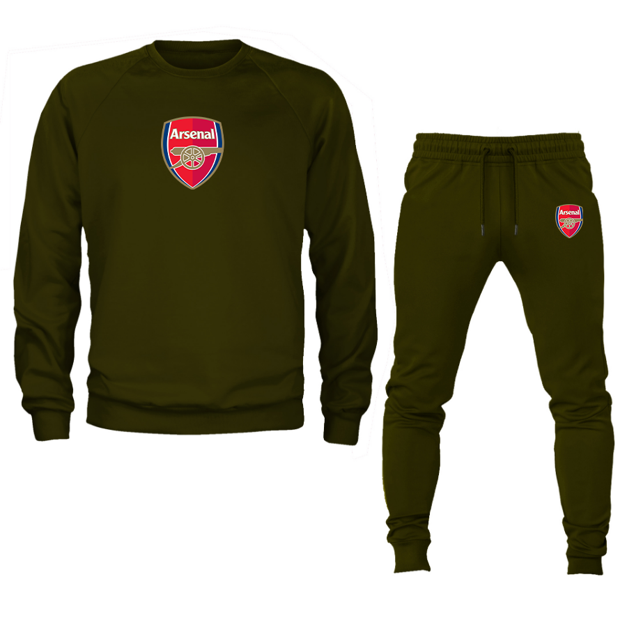 Men's Arsenal Soccer Logo Crewneck Sweatshirt Joggers Suit