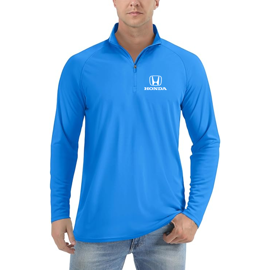 Men’s Honda Motorsport - Lightweight Quarter-Zip Athletic Shirt – Long Sleeve Polyester Wear
