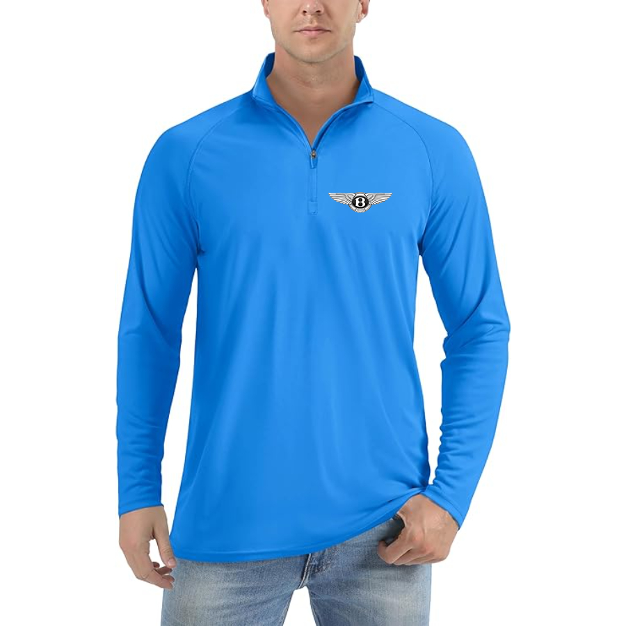 Men’s Bentley Car - Lightweight Quarter-Zip Athletic Shirt – Long Sleeve Polyester Wear
