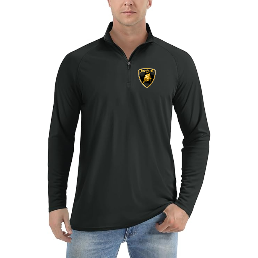 Men’s Lamborghini Car - Lightweight Quarter-Zip Athletic Shirt – Long Sleeve Polyester Wear
