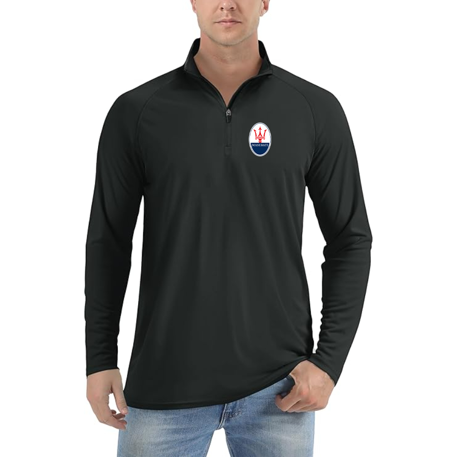 Men’s Maserati Car - Lightweight Quarter-Zip Athletic Shirt – Long Sleeve Polyester Wear