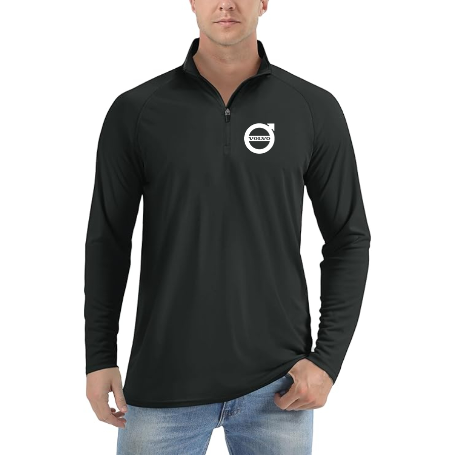 Men’s Volvo Car - Lightweight Quarter-Zip Athletic Shirt – Long Sleeve Polyester Wear