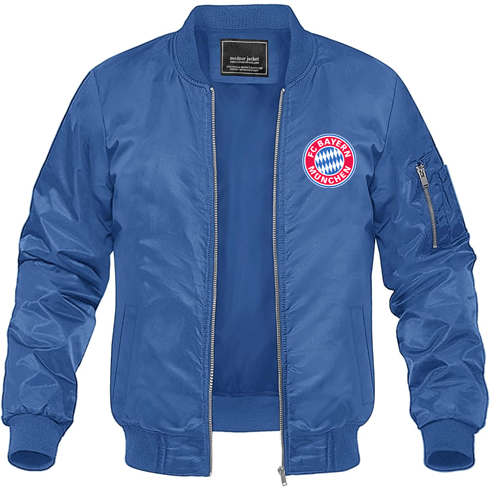 Men's F.C. Bayern Munchen Soccer Lightweight Bomber Jacket Windbreaker Softshell Varsity Jacket Coat