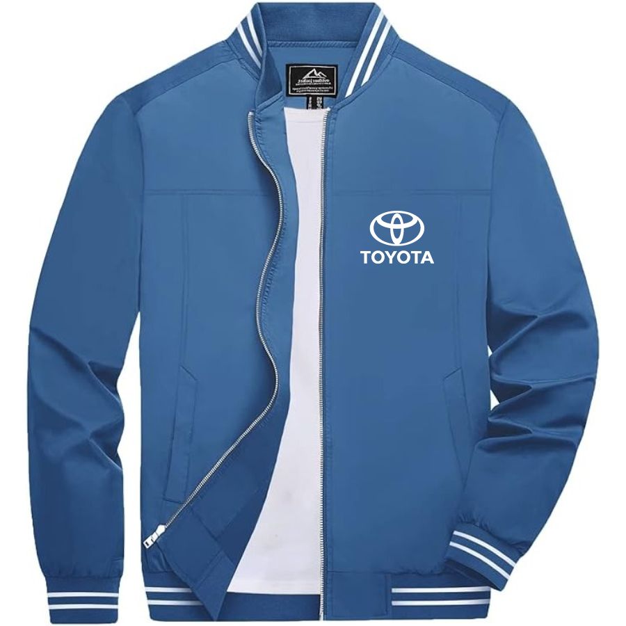 Men’s Toyota Car Lightweight Zip-Up Bomber Jacket with Ribbed Collar and Cuffs - Versatile Casual Outerwear