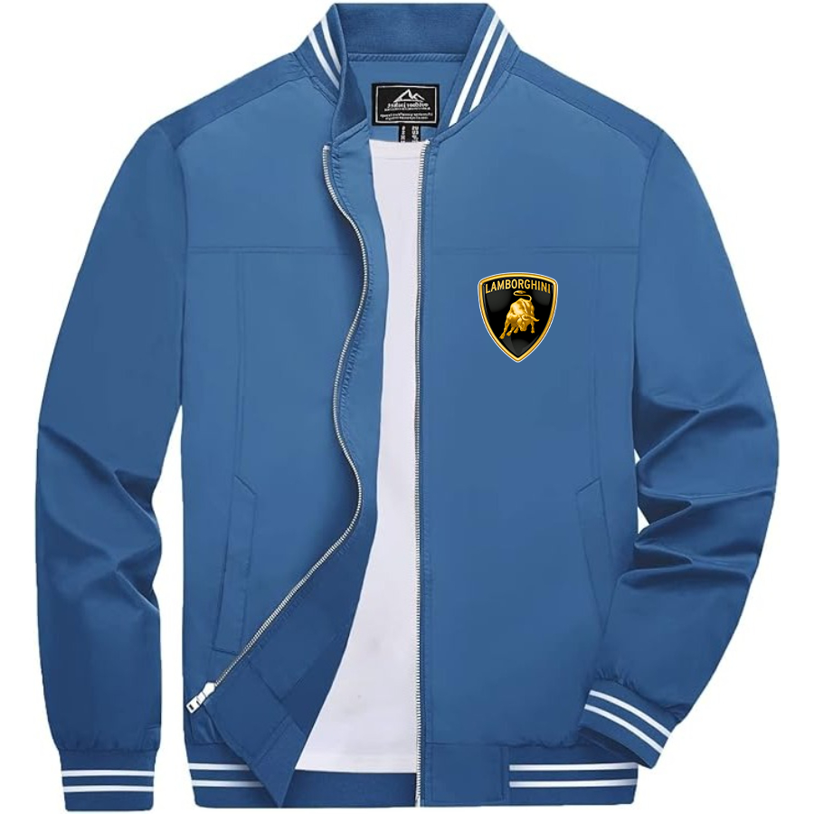 Men’s Lamborghini Car Lightweight Zip-Up Bomber Jacket with Ribbed Collar and Cuffs - Versatile Casual Outerwear