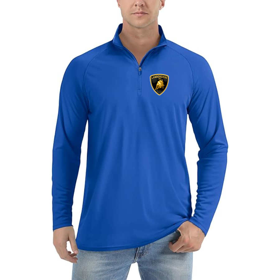 Men’s Lamborghini Car - Lightweight Quarter-Zip Athletic Shirt – Long Sleeve Polyester Wear