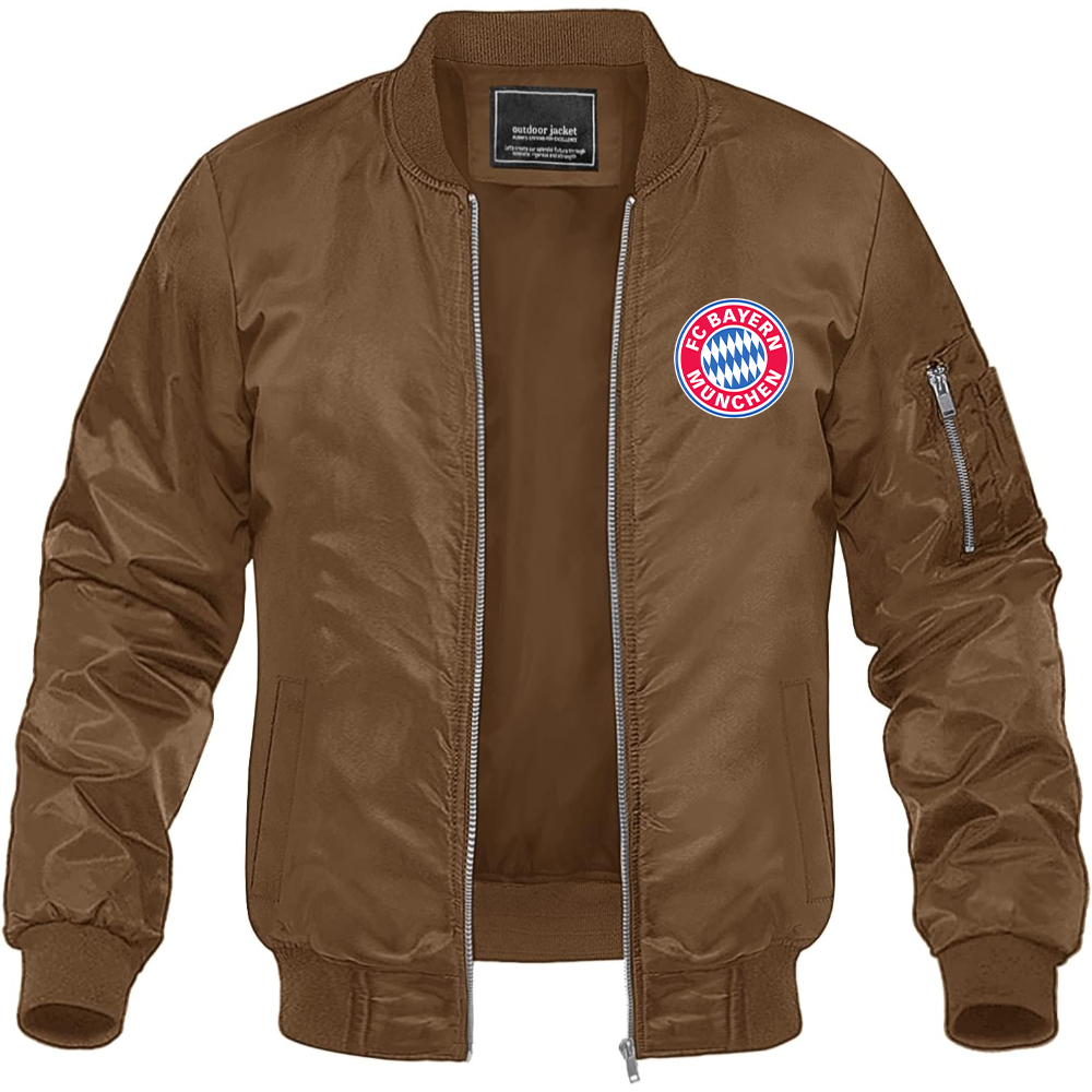 Men's F.C. Bayern Munchen Soccer Lightweight Bomber Jacket Windbreaker Softshell Varsity Jacket Coat