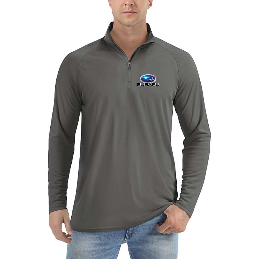 Men’s Subaru Car - Lightweight Quarter-Zip Athletic Shirt – Long Sleeve Polyester Wear