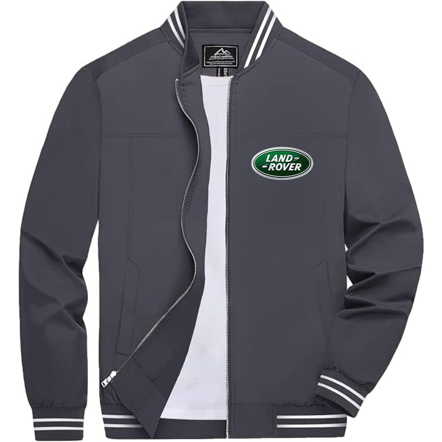 Men’s Land Rover Car Lightweight Zip-Up Bomber Jacket with Ribbed Collar and Cuffs - Versatile Casual Outerwear