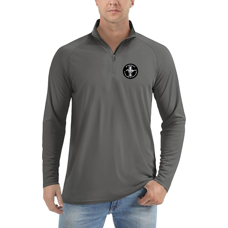 Men’s Ford Mustang Motorsport Supercars - Lightweight Quarter-Zip Athletic Shirt – Long Sleeve Polyester Wear