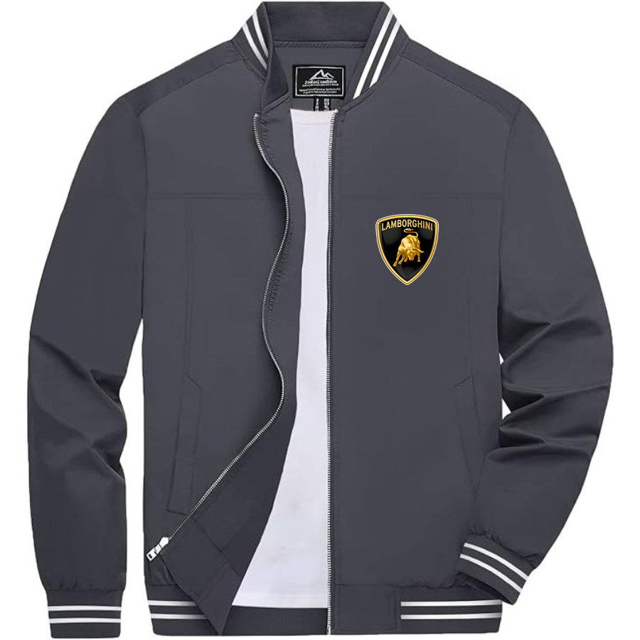 Men’s Lamborghini Car Lightweight Zip-Up Bomber Jacket with Ribbed Collar and Cuffs - Versatile Casual Outerwear