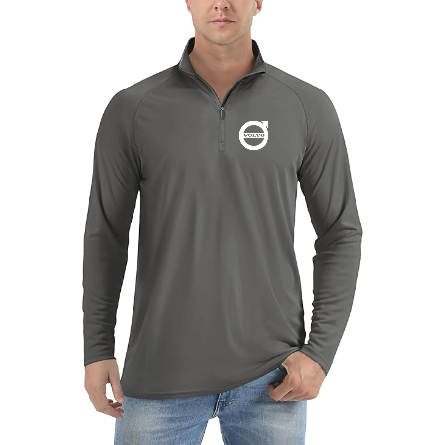 Men’s Volvo Car - Lightweight Quarter-Zip Athletic Shirt – Long Sleeve Polyester Wear