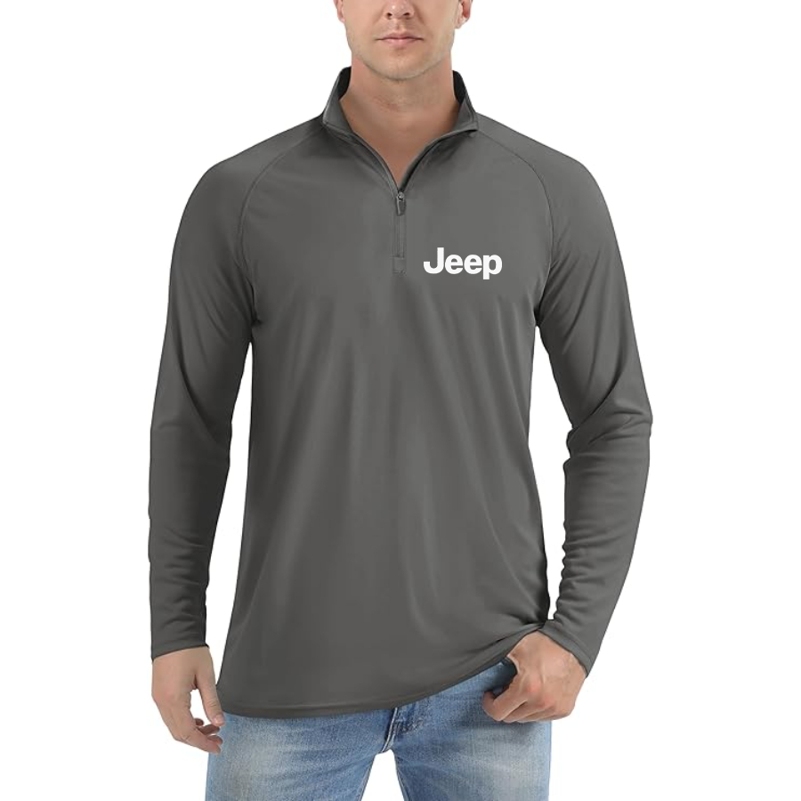 Men’s Jeep Car - Lightweight Quarter-Zip Athletic Shirt – Long Sleeve Polyester Wear