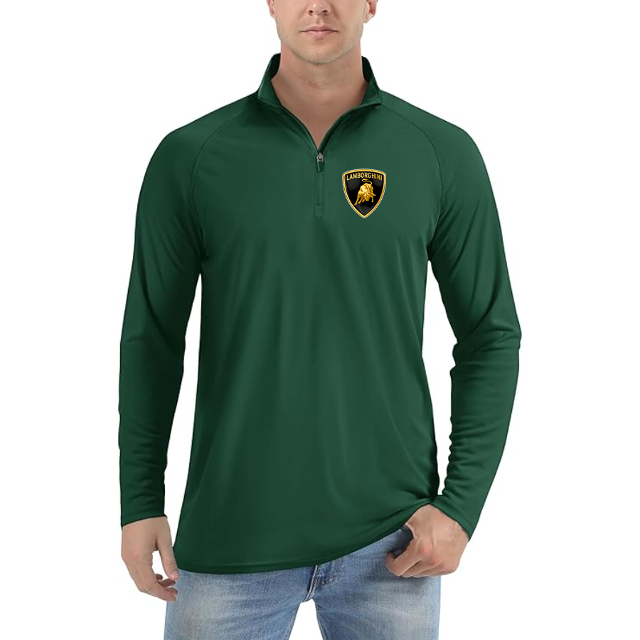 Men’s Lamborghini Car - Lightweight Quarter-Zip Athletic Shirt – Long Sleeve Polyester Wear
