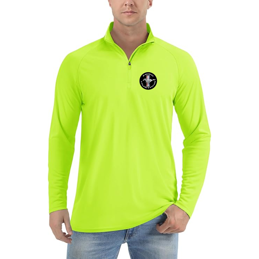 Men’s Ford Mustang Motorsport Supercars - Lightweight Quarter-Zip Athletic Shirt – Long Sleeve Polyester Wear