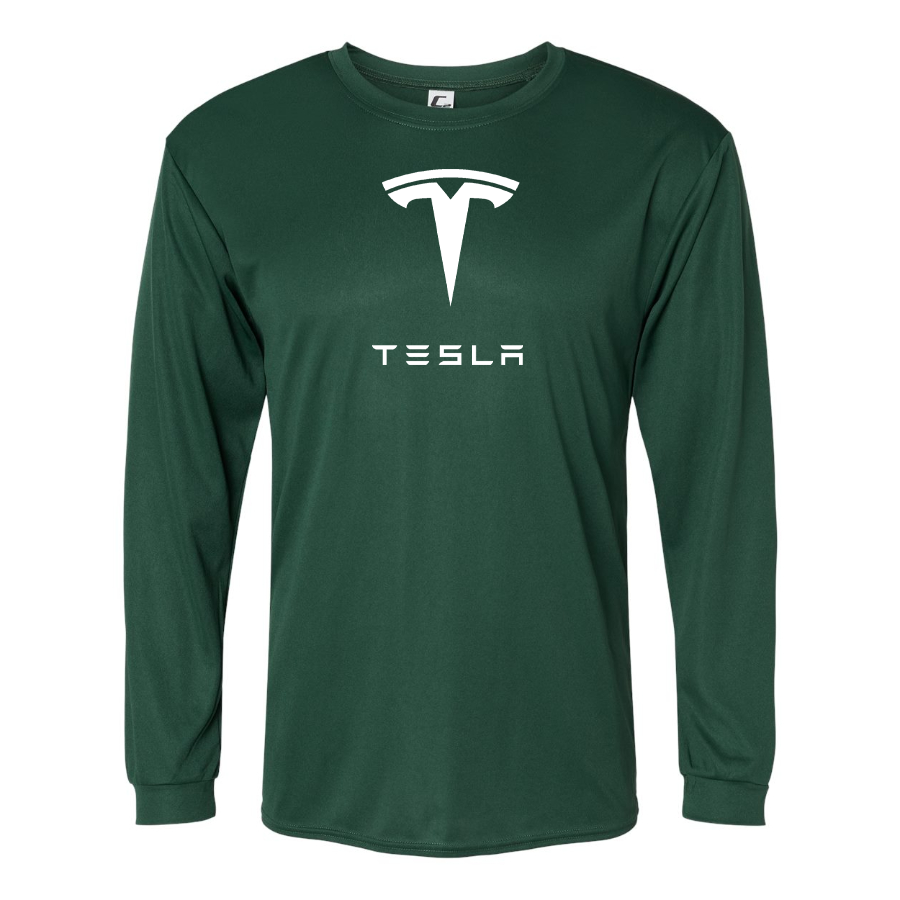 Men's Tesla Car -  Polyester Long Sleeve T-Shirt