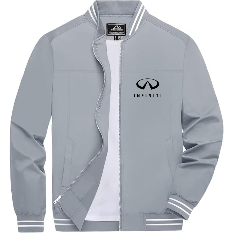 Men’s Infiniti Luxury Car Lightweight Zip-Up Bomber Jacket with Ribbed Collar and Cuffs - Versatile Casual Outerwear