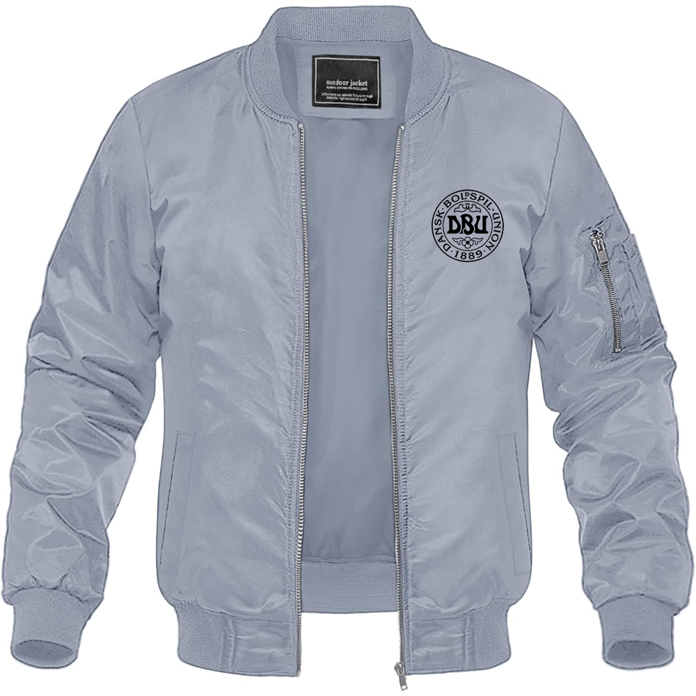 Men's Denmark Soccer Lightweight Bomber Jacket Windbreaker Softshell Varsity Jacket Coat