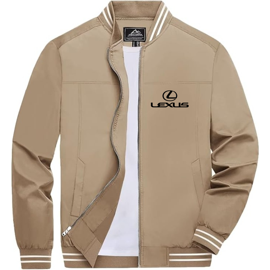 Men’s Lexus Car Lightweight Zip-Up Bomber Jacket with Ribbed Collar and Cuffs - Versatile Casual Outerwear