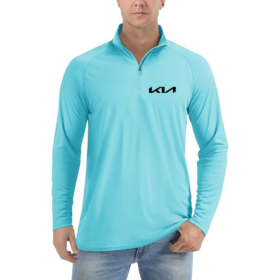 Men’s Kia Car - Lightweight Quarter-Zip Athletic Shirt – Long Sleeve Polyester Wear