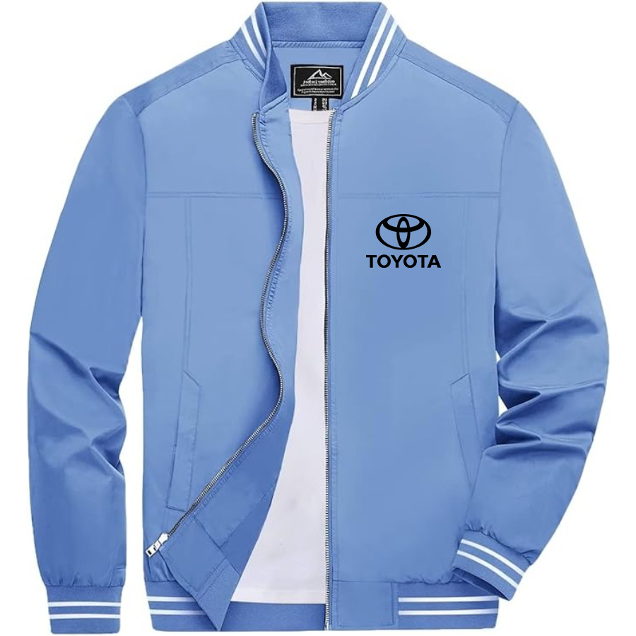 Men’s Toyota Car Lightweight Zip-Up Bomber Jacket with Ribbed Collar and Cuffs - Versatile Casual Outerwear