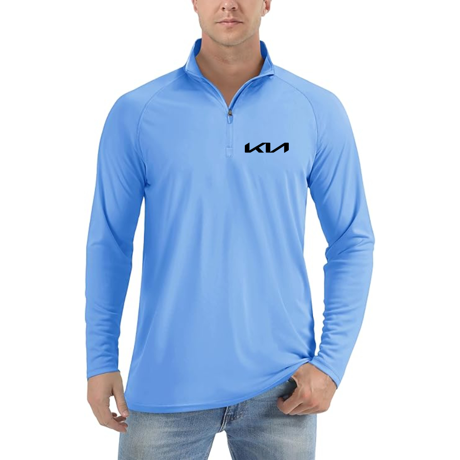 Men’s Kia Car - Lightweight Quarter-Zip Athletic Shirt – Long Sleeve Polyester Wear