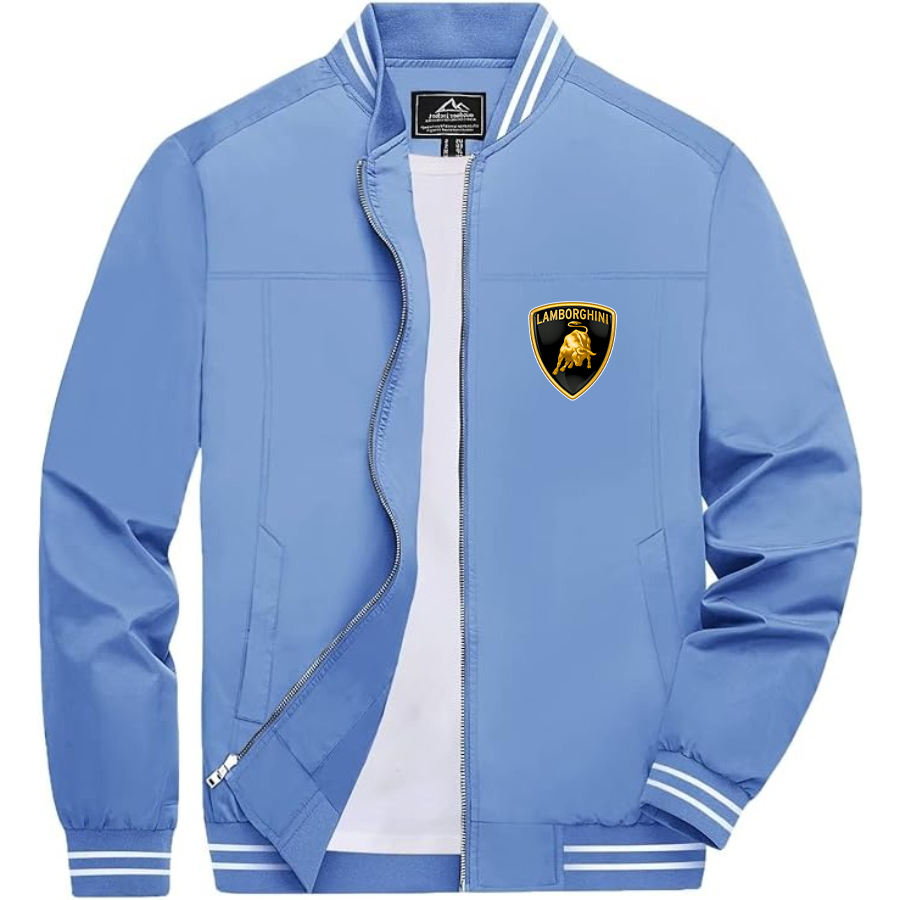 Men’s Lamborghini Car Lightweight Zip-Up Bomber Jacket with Ribbed Collar and Cuffs - Versatile Casual Outerwear
