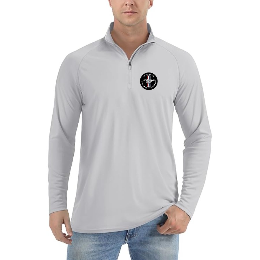 Men’s Ford Mustang Motorsport Supercars - Lightweight Quarter-Zip Athletic Shirt – Long Sleeve Polyester Wear