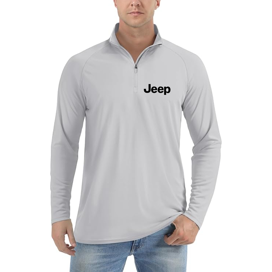 Men’s Jeep Car - Lightweight Quarter-Zip Athletic Shirt – Long Sleeve Polyester Wear
