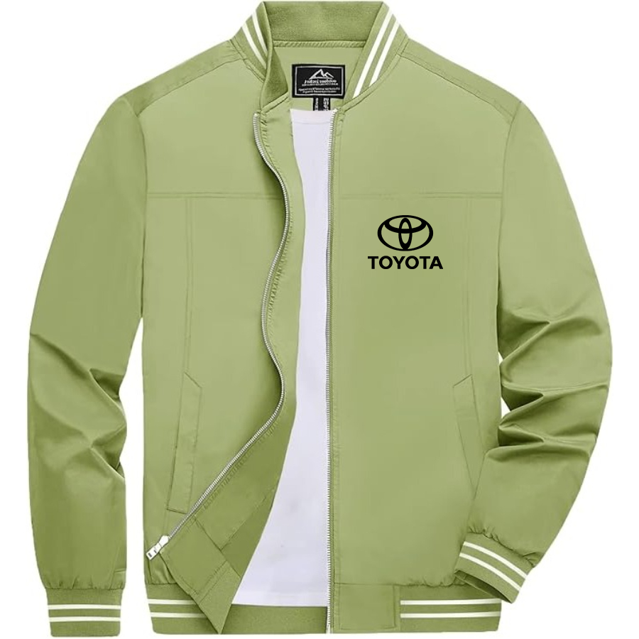 Men’s Toyota Car Lightweight Zip-Up Bomber Jacket with Ribbed Collar and Cuffs - Versatile Casual Outerwear