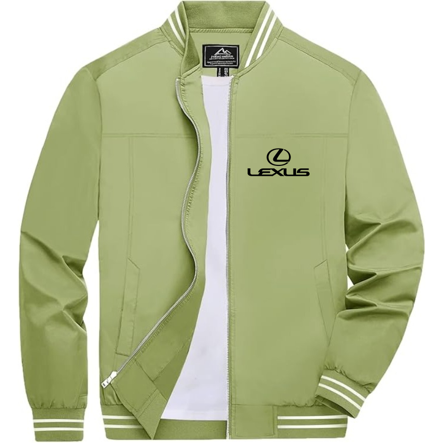 Men’s Lexus Car Lightweight Zip-Up Bomber Jacket with Ribbed Collar and Cuffs - Versatile Casual Outerwear