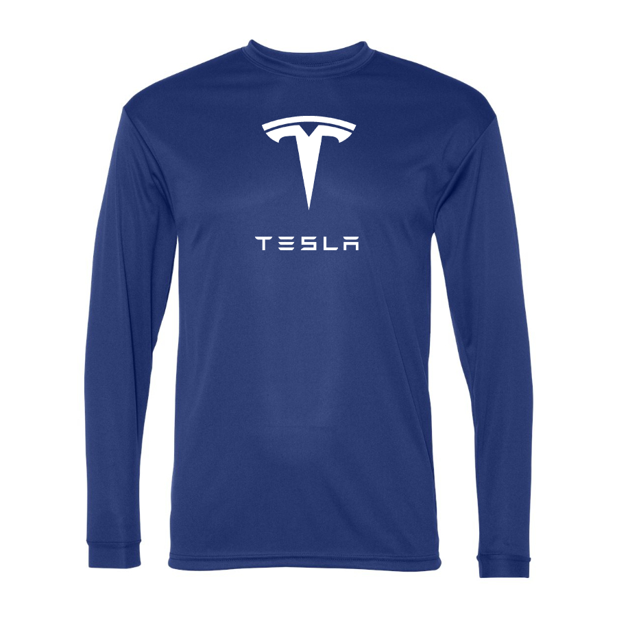 Men's Tesla Car -  Polyester Long Sleeve T-Shirt