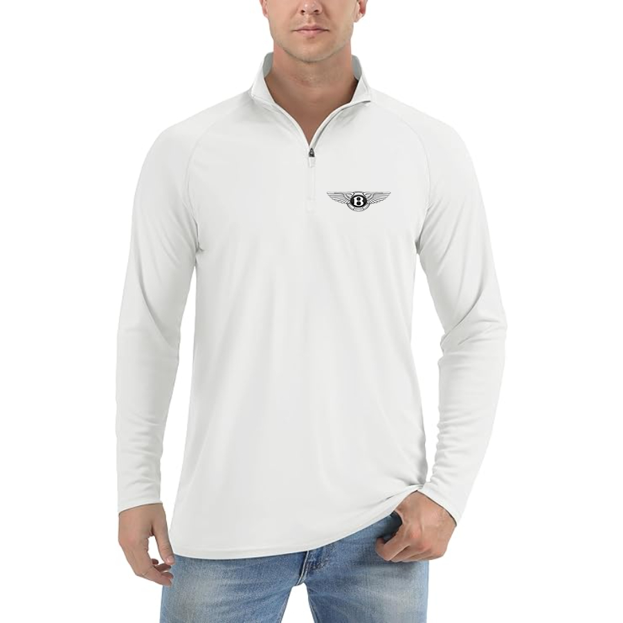 Men’s Bentley Car - Lightweight Quarter-Zip Athletic Shirt – Long Sleeve Polyester Wear