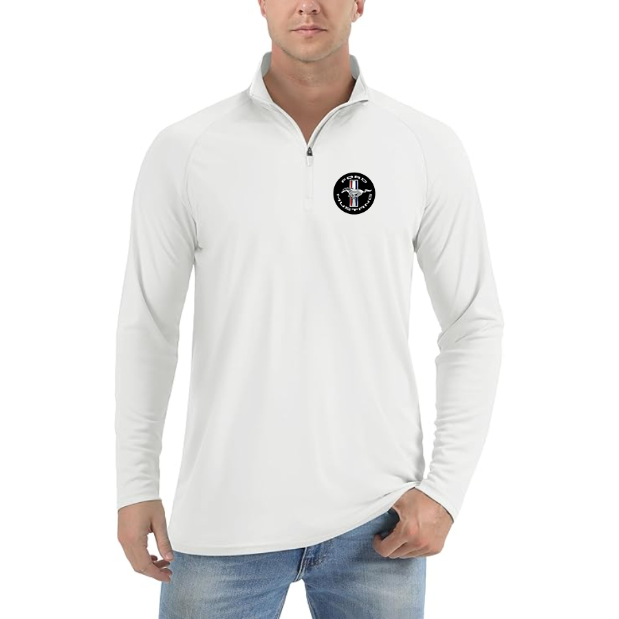 Men’s Ford Mustang Motorsport Supercars - Lightweight Quarter-Zip Athletic Shirt – Long Sleeve Polyester Wear