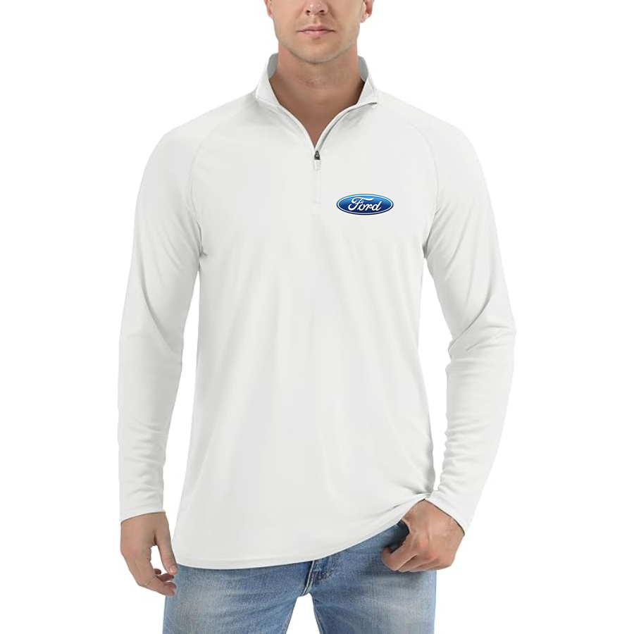 Men’s Ford Car - Lightweight Quarter-Zip Athletic Shirt – Long Sleeve Polyester Wear