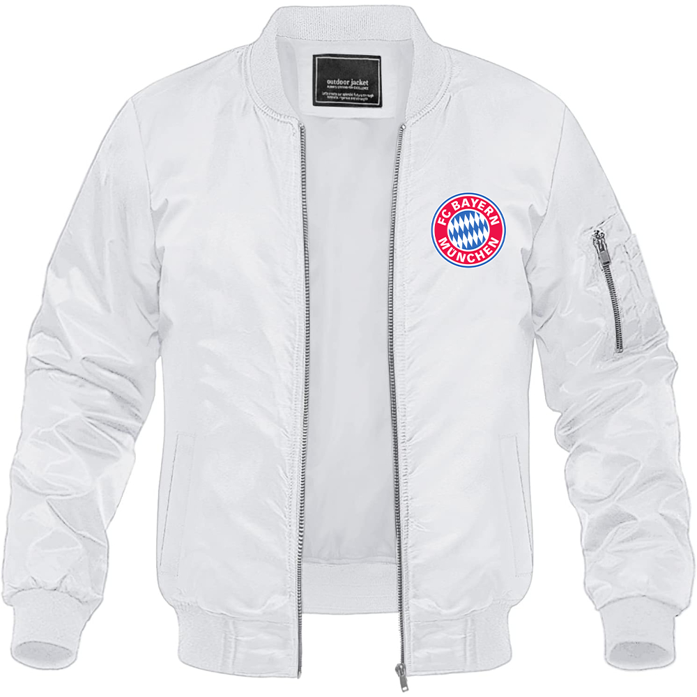 Men's F.C. Bayern Munchen Soccer Lightweight Bomber Jacket Windbreaker Softshell Varsity Jacket Coat